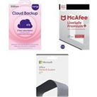 Microsoft Office Home & Student 2021 (Lifetime for 1 user), McAfee LiveSafe Premium & Currys Cloud Backup (4 TB, 3 years) Bundle