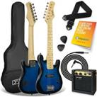 3RD AVENUE 1/4 Size Kids Electric Guitar Bundle - Blueburst, Blue,Black