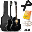 3Rd Avenue Full Size 4/4 Cutaway Acoustic Guitar Bundle - Black, Black
