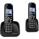 AMPLICOMMS BigTel 1502 Duo Cordless Phone - Twin Handset, Black, Black