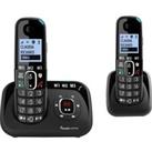 AMPLICOMMS BigTel 1582 Voice Cordless Phone - Twin Handsets, Black, Black