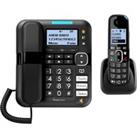 AMPLICOMMS BigTel 1580 Combo Corded Phone & Cordless Extension Handset - Black & White, Blac