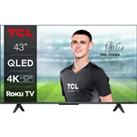 TCL 43RC630K Smart 4K Ultra HD HDR QLED TV, Silver/Grey