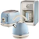 ARIETE Vintage ARPK15 Toaster, Kettle & Coffee Machine Bundle - Blue