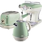 ARIETE Vintage ARPK5 Coffee Machine, Toaster & Kettle Bundle - Green, Green