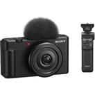Sony ZV-1F High Performance Compact Vlogging Camera & GP-VPT2BT Shooting Grip Bundle, Black