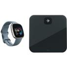 Fitbit Versa 4 Smart Watch & Aria Air Smart Scale Bundle - Waterfall Blue & Black, Silver/Grey,Blue