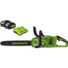 GREENWORKS GD24X2CS36 Cordless Chainsaw with 2 Batteries - Green & Black