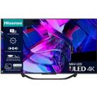 55" HISENSE 55U7KQTUK Smart 4K Ultra HD HDR Mini-LED TV with Amazon Alexa, Silver/Grey
