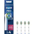 ORAL B Floss Action X-Filaments Power Replacement Toothbrush Head ? Pack of 4, White