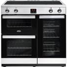 BELLING Cookcentre 90Ei 90 cm Electric Induction Range Cooker - Chrome & Black, Silver/Grey,Blac