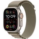 APPLE Watch Ultra 2 Cellular - 49 mm Titanium Case with Olive Alpine Loop, Small, Green,Silver/Grey