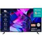 85" HISENSE 85U7KQTUK Smart 4K Ultra HD HDR Mini-LED TV with Amazon Alexa, Silver/Grey