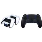 Playstation PS5 DualSense Wireless Controller (Black) & Twin Docking Station (White) Bundle
