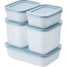 TUPPERWARE Freezer Mates 5-piece Starter Set - Frosted with Blue Lid