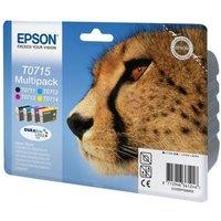 Epson Cheetah T0715 Cyan, Magenta, Yellow & Black Ink Cartridges - Multipack, Black & Tri-co
