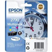EPSON Alarm Clock 27XL Cyan, Magenta & Yellow Ink Cartridges - Multipack, Cyan