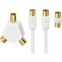 LOGIK L10AERK15 Aerial Cable with Splitter & Adapter - 10 m, White