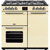 BELLING Kensington 90DFT Dual Fuel Range Cooker - Cream & Chrome, Cream