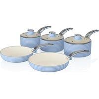 Swan Retro 5-piece Non-stick Pan Set - Blue, Blue