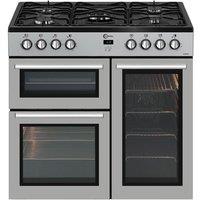 FLAVEL MLN9FRS 90 cm Dual Fuel Range Cooker - Silver & Black, Silver/Grey