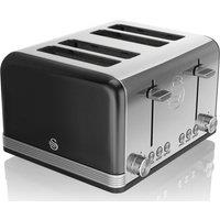 Swan Retro ST19020BN 4-Slice Toaster - Black, Black