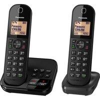 PANASONIC KX-TGC422EB Cordless Phone with Answering Machine - Twin Handsets, Black, Black