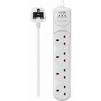 LOGIK L4W4S18 Left-Handed Surge Protected 4-Socket Extension Lead - 4 m
