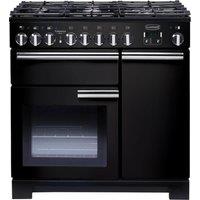 RANGEMASTER Professional Deluxe 90 Dual Fuel Range Cooker - Black & Chrome, Black