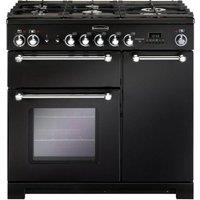 RANGEMASTER Kitchener KCH90DFFBL/C Dual Fuel Range Cooker - Black & Chrome, Black