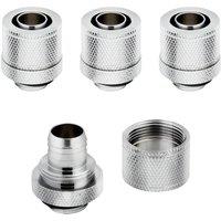 CORSAIR Hydro X Series XF 10/13 mm Compression Fitting - G1/4", Chrome, Pack of 4, Silver/Grey
