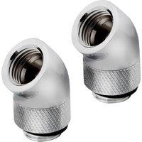 CORSAIR Hydro X Series XF 45 Rotary Fitting Adapter - G1/4", Chrome, Pack of 2, Silver/Grey