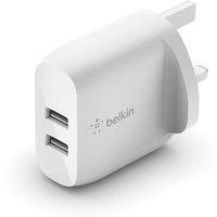 BELKIN Dual USB-A 24 W Mains Charger - White, White