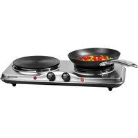 DAEWOO SDA1732 Double Electric Hot Plate - Silver, Black,Silver/Grey