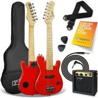 3RD AVENUE 1/4 Size Kids Electric Guitar Bundle - Red, Red