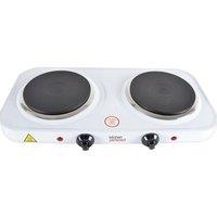 KITCHEN Perfected E4202WH Double Electric Hot Plate - White, Silver/Grey