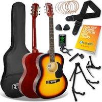3RD AVENUE Full Size 4/4 Acoustic Guitar Ultimate Bundle - Sunburst, Yellow,Red
