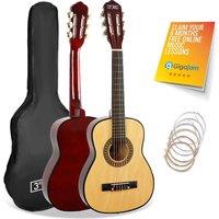 3RD AVENUE 1/4 Size Kids Classical Guitar Bundle - Natural, Yellow,Red