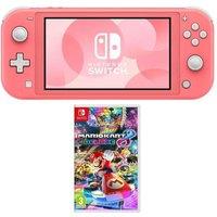 Nintendo Switch Lite (Coral) & Mario Kart 8 Deluxe Bundle, Pink