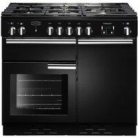 RANGEMASTER Professional PROP100NGFGB Gas Range Cooker - Black & Chrome, Silver/Grey,Black