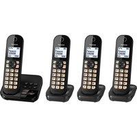 PANASONIC KX-TGC464EB Cordless Phone - Quad Handsets , Black, Black