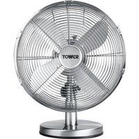 TOWER T605000 Portable 12" Desk Fan - Chrome, Silver/Grey