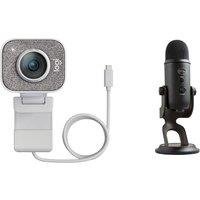 Logitech StreamCam Full HD USB-C Webcam & Yeti Professional USB Microphone Bundle - White & Black