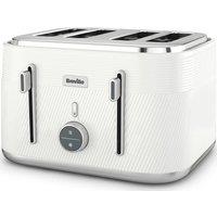 BREVILLE Obliq VTT974 4-Slice Toaster - White & Silver, White,Silver/Grey
