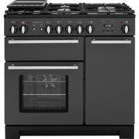 RANGEMASTER Estate 90 EST90DFFSL/C Dual Fuel Range Cooker - Slate & Chrome, Black,Silver/Grey