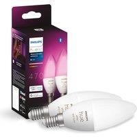 PHILIPS HUE White & Colour Ambiance Smart LED Candle Bulb - E14, 470 Lumen, Twin Pack