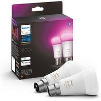 PHILIPS HUE White & Colour Ambiance Smart LED Bulb - B22, 1100 Lumens, Twin Pack