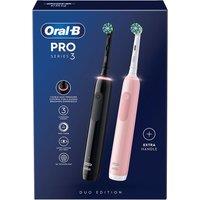 ORAL B Pro 3 3900 Electric Toothbrush - Twin Pack, Pink,Black