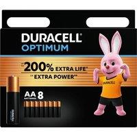 DURACELL Optimum AA Alkaline Batteries - Pack of 8