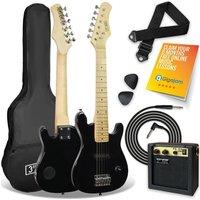 3Rd Avenue 1/4 Size Kids Electric Guitar Bundle - Black, Black